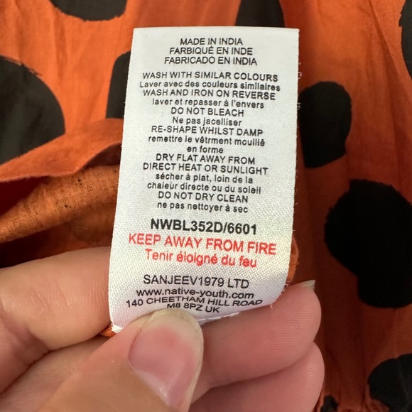 Native‎ Youth Orange + Black Spotted Bubble Sleeve Oversized Top SMALL - Picture 5 of 7